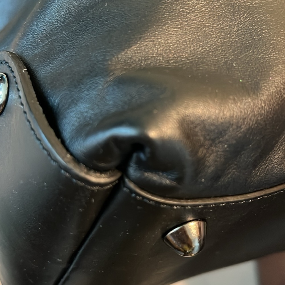Asia Bellucci Shoulder bag genuine leather horse hair trim black Italy NWOT - Picture 14 of 17